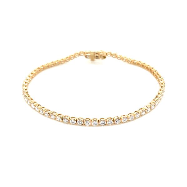 14KY Gold 3 CTW Round Lab Grown Diamond Tennis Bracelet 7