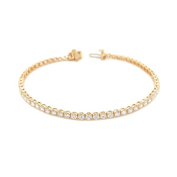 14KY Gold 3 CTW Round Lab Grown Diamond Tennis Bracelet 7