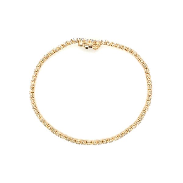 14KY Gold 3 CTW Round Lab Grown Diamond Tennis Bracelet 7