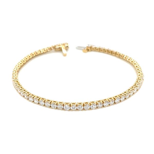 14KY Gold 5 CTW Round Lab Grown Diamond Tennis Bracelet 7