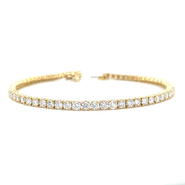 14KY Gold 5 CTW Round Lab Grown Diamond Tennis Bracelet 7