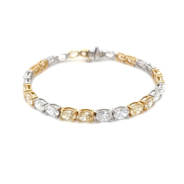 14K Y&W Gold 13.5 CTW Alternating Yellow Oval Lab Grown Diamond Tennis Bracelet 7
