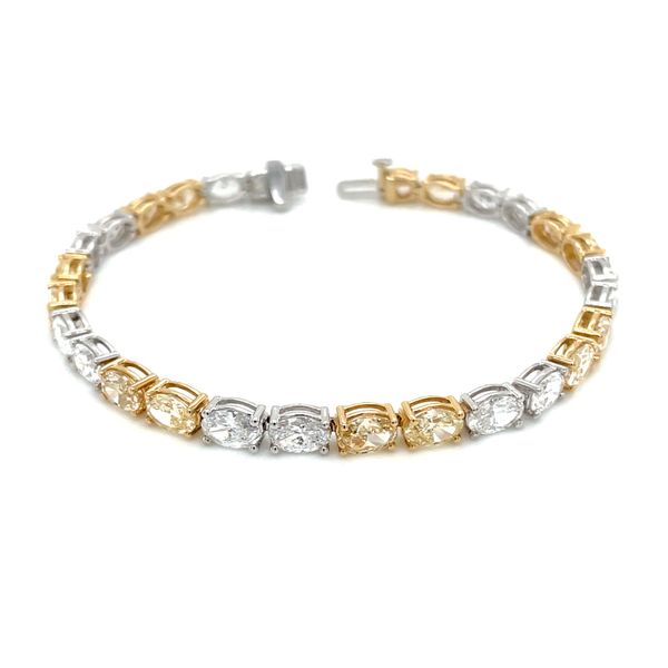 14K Y&W Gold 13.5 CTW Alternating Yellow Oval Lab Grown Diamond Tennis Bracelet 7