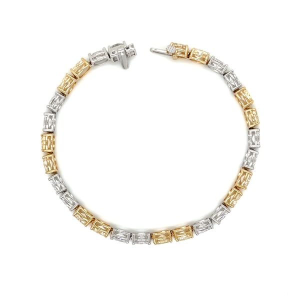 14K Y&W Gold 13.5 CTW Alternating Yellow Oval Lab Grown Diamond Tennis Bracelet 7