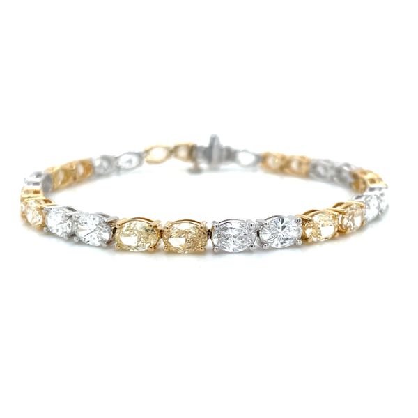 14K Y&W Gold 13.5 CTW Alternating Yellow Oval Lab Grown Diamond Tennis Bracelet 7