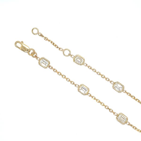 14KY Gold Emerald Cut Lab Grown Diamond Station Bracelet 1.25 CTW 7