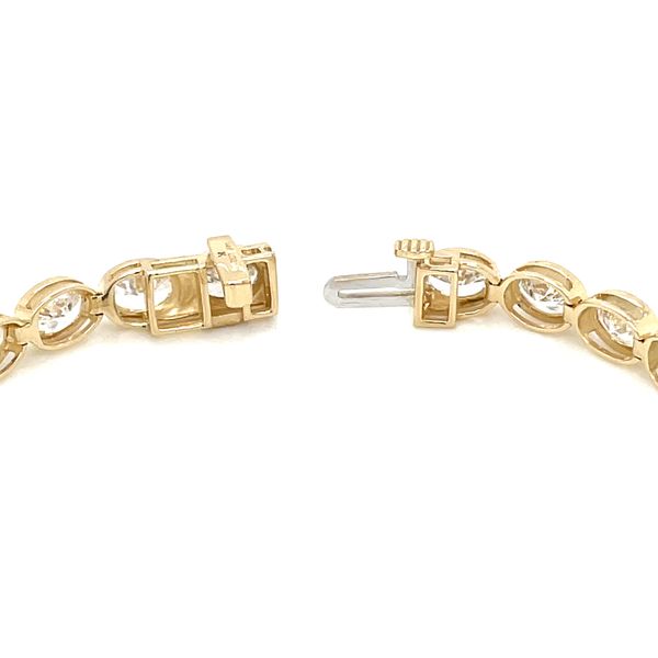 14KY Gold East West 10 CTW Oval Bezel Set Lab Diamond Tennis Bracelet 7