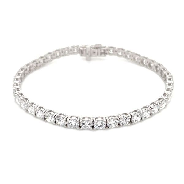 14KW Gold 10 CTW Round Lab Grown Diamond Tennis Bracelet 7