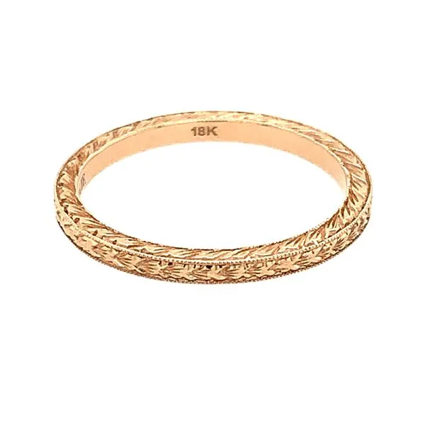 18KR Gold 1.7 mm Design-Engraved Milgrain Band Image 2 Franzetti Jewelers Austin, TX