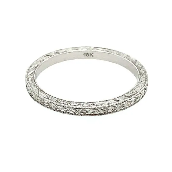 18KW Gold 1.7 mm Design-Engraved Milgrain Band Image 2 Franzetti Jewelers Austin, TX
