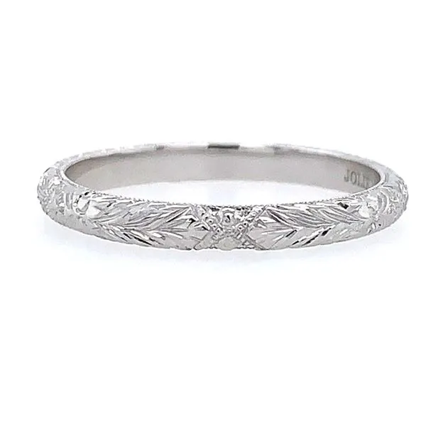 18KW Gold 2.2 mm Design-Engraved Milgrain Band Franzetti Jewelers Austin, TX
