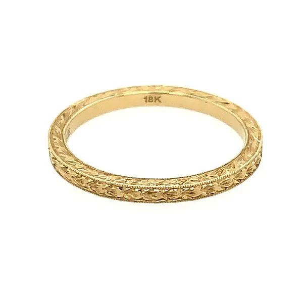 18KY Gold 1.7 mm Design-Engraved Milgrain Band Image 2 Franzetti Jewelers Austin, TX