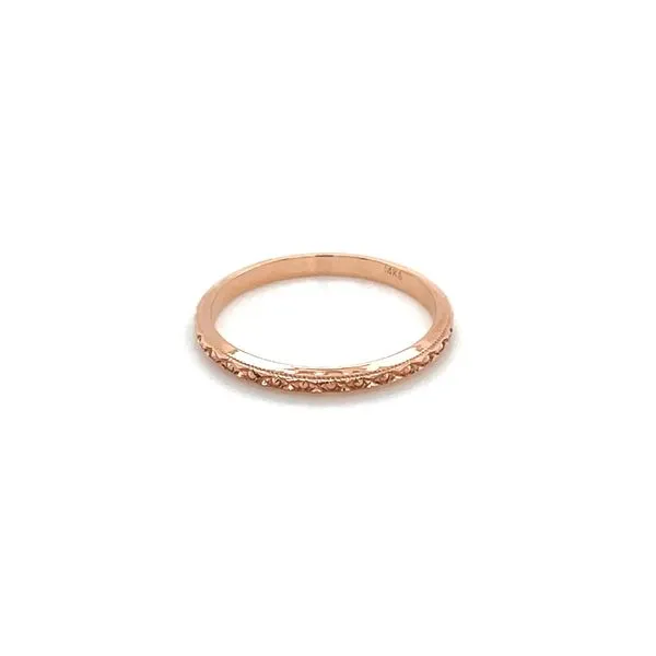 14K Rose Gold 2 mm Engraved Design Milgrain Halfway Band Image 3 Franzetti Jewelers Austin, TX