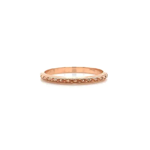 14K Rose Gold 2 mm Engraved Design Milgrain Halfway Band Image 4 Franzetti Jewelers Austin, TX