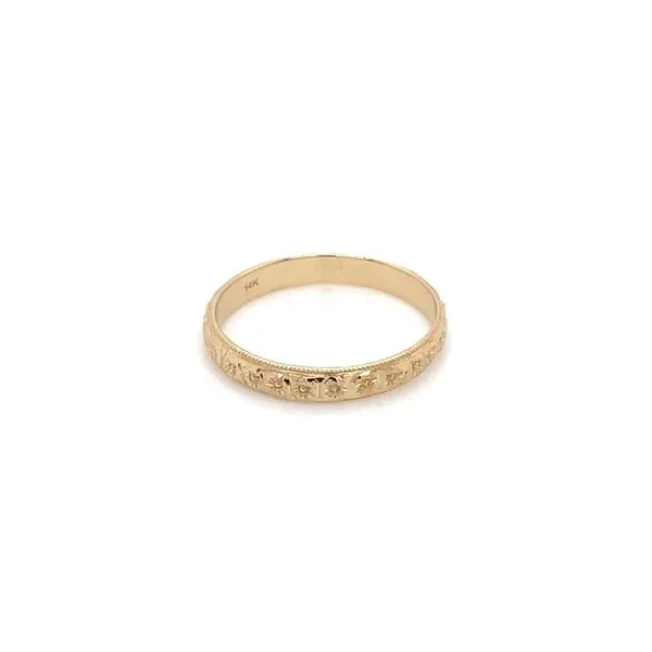 14KY Gold 2.8 mm Hand Engraved Orange Blossom Band Image 3 Franzetti Jewelers Austin, TX