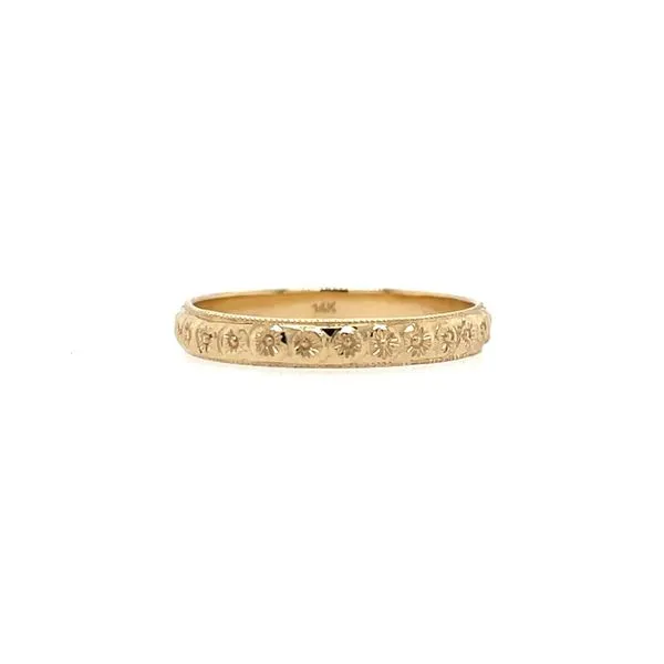 14KY Gold 2.8 mm Hand Engraved Orange Blossom Band Franzetti Jewelers Austin, TX