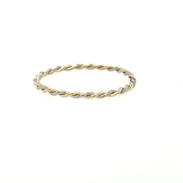 14K Two Tone Yellow & White Gold 1.25 mm Handmade Twisted Wire Band Franzetti Jewelers Austin, TX