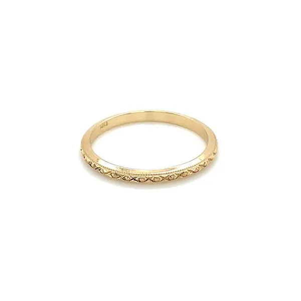 14K Yellow Gold 2 mm Engraved Design Milgrain Band Image 3 Franzetti Jewelers Austin, TX
