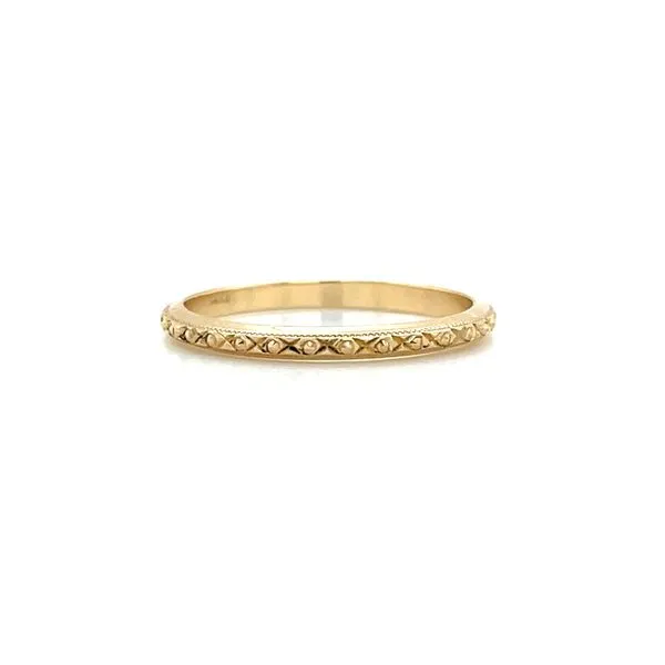 14K Yellow Gold 2 mm Engraved Design Milgrain Band Image 4 Franzetti Jewelers Austin, TX
