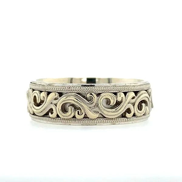 14K White Gold 7.5 MM Sculptural Wedding Band Franzetti Jewelers Austin, TX