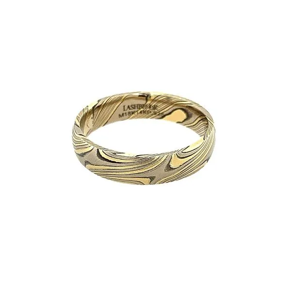 18KY & 14KW Gold Mokume Gane 5 MM Wedding Band Image 3 Franzetti Jewelers Austin, TX