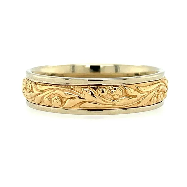 14K Two-Tone Gold 6 MM Sculptural Wedding Band Franzetti Jewelers Austin, TX
