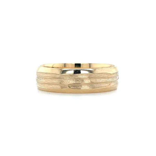 14K Yellow Gold 6 MM Treebark Band with Beveled Edges Image 3 Franzetti Jewelers Austin, TX