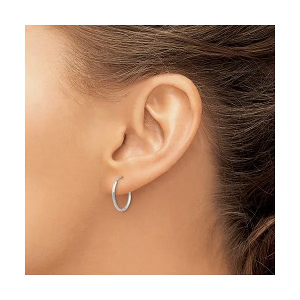 14K White Gold 15 MM Endless Hoop Earrings Image 3 Franzetti Jewelers Austin, TX