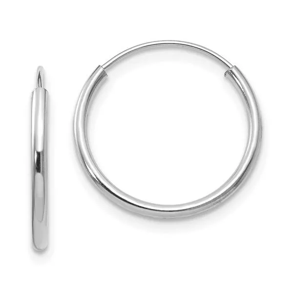 14K White Gold 15 MM Endless Hoop Earrings Franzetti Jewelers Austin, TX
