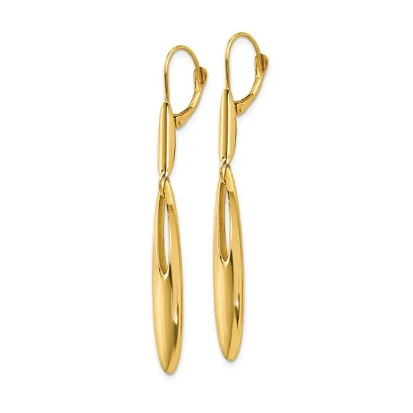 14KY Gold Polished Lever Back Dangle Earrings Image 3 Franzetti Jewelers Austin, TX