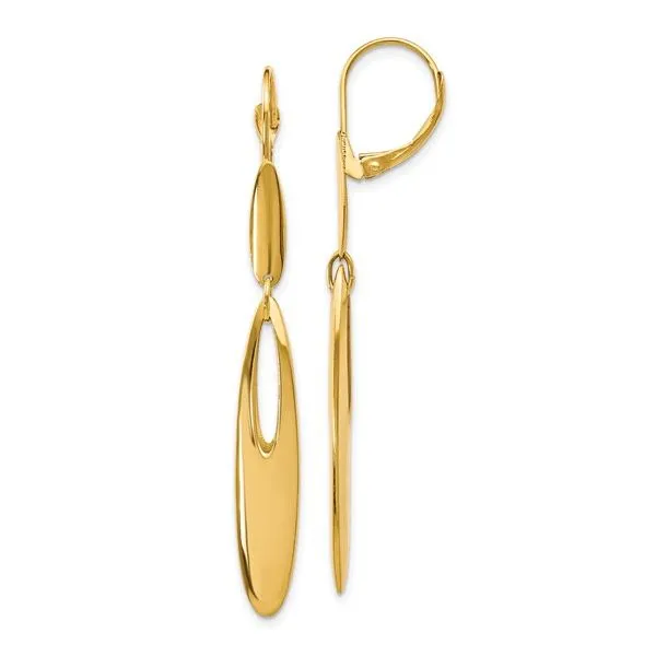 14KY Gold Polished Lever Back Dangle Earrings Franzetti Jewelers Austin, TX