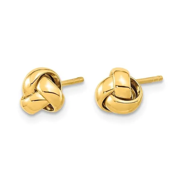 14KY Gold Polished 6.5 mm Love Knot Stud Earrings Image 4 Franzetti Jewelers Austin, TX