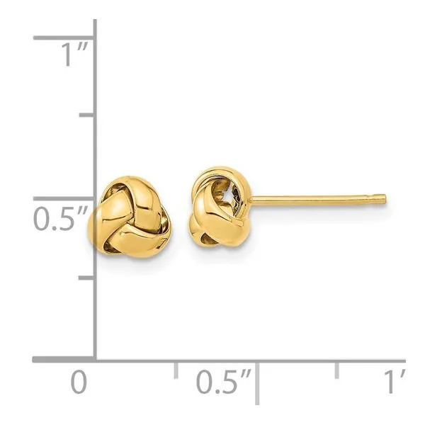 14KY Gold Polished 6.5 mm Love Knot Stud Earrings Image 5 Franzetti Jewelers Austin, TX