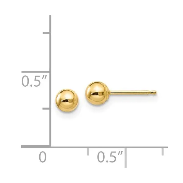 14KY Gold Polished 4 mm Ball Stud Earrings Image 4 Franzetti Jewelers Austin, TX
