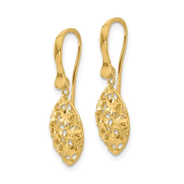 14KY Gold Polished D/C Shepherd Hook Dangle Earrings Image 3 Franzetti Jewelers Austin, TX