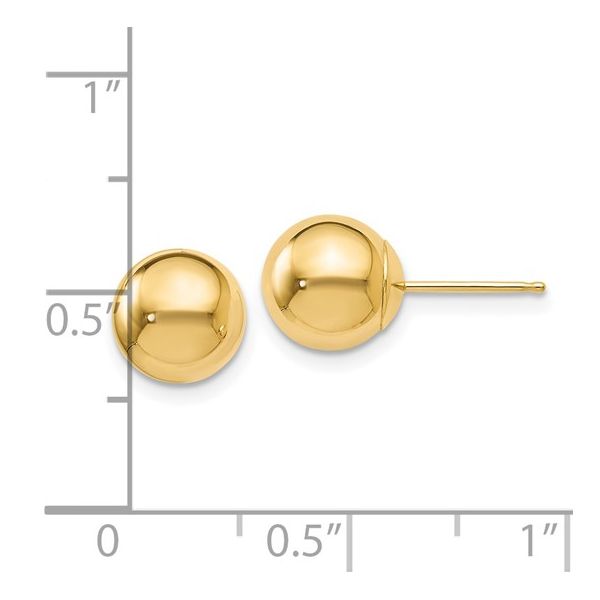 14KY Gold Polished 8 mm Ball Stud Earrings Image 3 Franzetti Jewelers Austin, TX