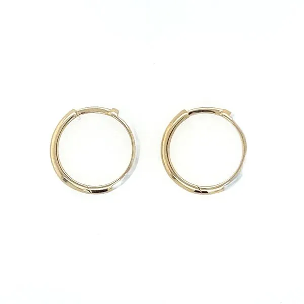 14KY Gold White Enameled Huggie Hoop Earrings Image 3 Franzetti Jewelers Austin, TX