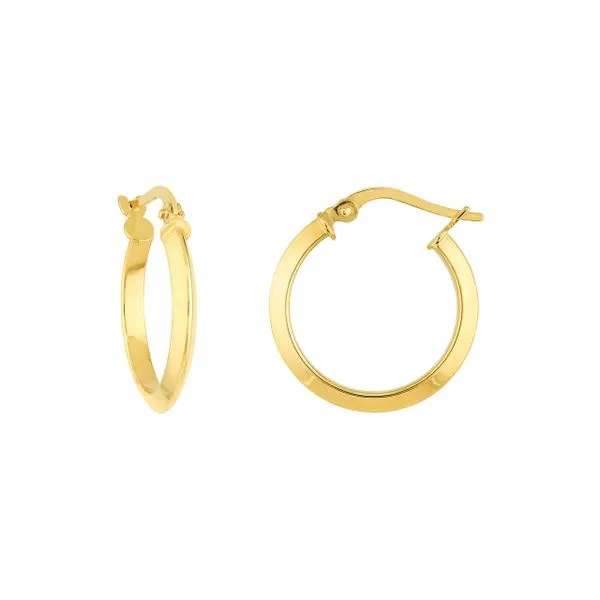 14KY Gold 20 MM Triangular Tube Polished Hoops Franzetti Jewelers Austin, TX