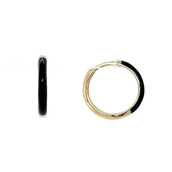 14KY Gold Black Enameled Huggie Hoop Earrings Franzetti Jewelers Austin, TX