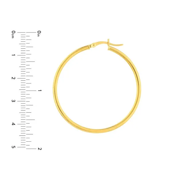 14KY Gold 40 MM Round Tube Polished Hoops Image 4 Franzetti Jewelers Austin, TX