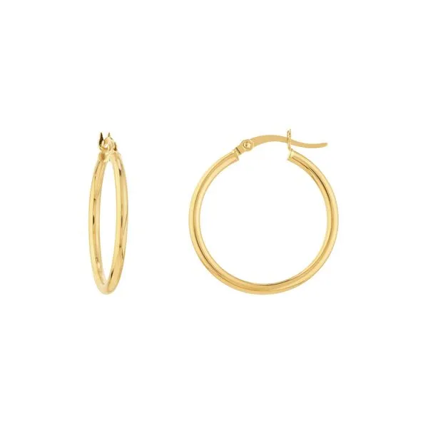 14KY Gold 25 MM Round Tube Polished Hoops Franzetti Jewelers Austin, TX