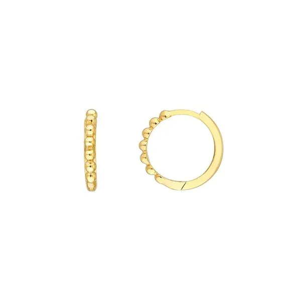 14KY Gold Beaded Huggie Hoop Earings Franzetti Jewelers Austin, TX