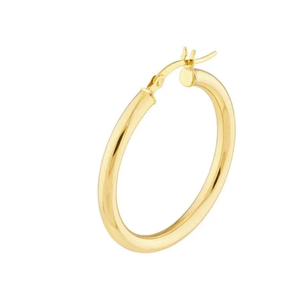 14KY Gold 30 MM Round Tube Polished Hoops Image 3 Franzetti Jewelers Austin, TX