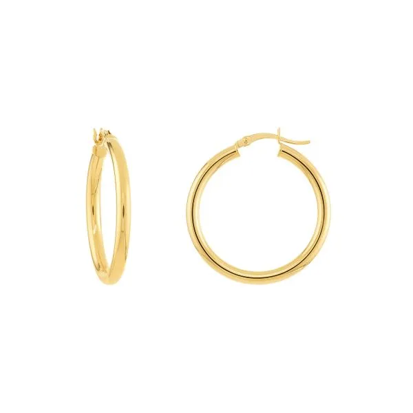 14KY Gold 30 MM Round Tube Polished Hoops Franzetti Jewelers Austin, TX