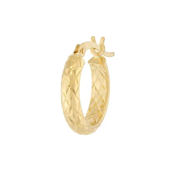 14KY Gold 15 MM Diamond Cut Hoop Earrings Image 4 Franzetti Jewelers Austin, TX