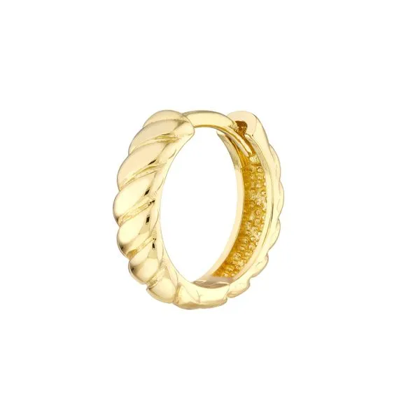 14KY Gold Medium Ribbed Polished 13 MM Hoops Image 3 Franzetti Jewelers Austin, TX