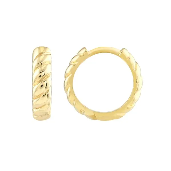 14KY Gold Medium Ribbed Polished 13 MM Hoops Franzetti Jewelers Austin, TX