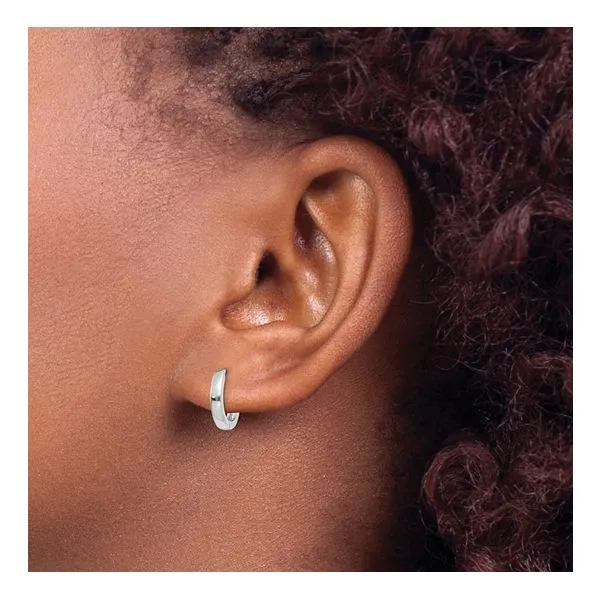 14KW Gold 11.25 mm Round Hinged Huggie Hoop Earrings Image 2 Franzetti Jewelers Austin, TX