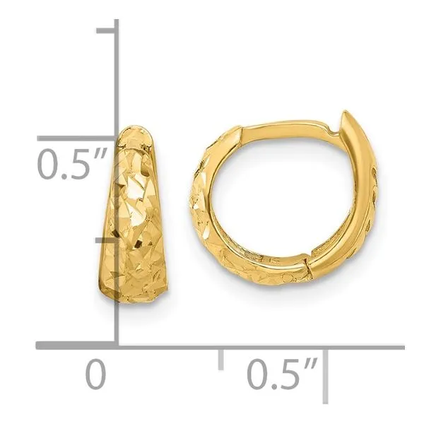 14KY Gold Diamond Cut Finished 11.5 MM Huggie Hoops Image 5 Franzetti Jewelers Austin, TX