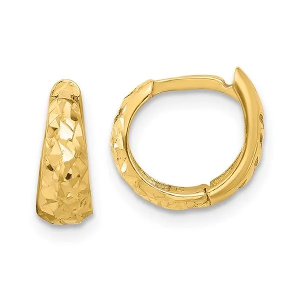 14KY Gold Diamond Cut Finished 11.5 MM Huggie Hoops Franzetti Jewelers Austin, TX